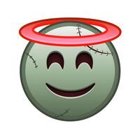 Smiling face with halo above head Large size of zombie halloween emoji vector