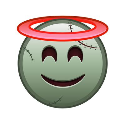 Smiling face with halo above head Large size of zombie halloween emoji