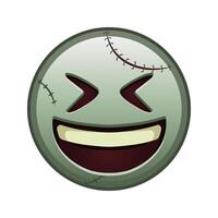 Smiling face with open mouth and tightly closed eyes Large size of zombie halloween emoji vector