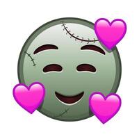 Smiling face with smiling eyes and three hearts Large size of zombie halloween emoji vector