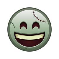 Smiling face with open mouth and laughing eyes Large size of zombie halloween emoji vector
