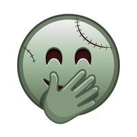 Smiling face with smiling eyes covering mouth with hand Large size of zombie halloween emoji vector