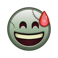 Smiling face in cold sweat with open mouth Large size of zombie halloween emoji vector