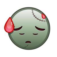 Face with open mouth in cold sweat Large size of zombie halloween emoji vector