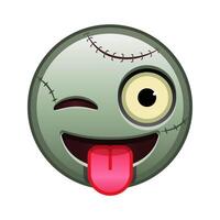 Face with tongue hanging out and winking eye Large size of zombie halloween emoji vector