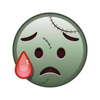Face with an expression of disappointment and relief Large size of zombie halloween emoji vector