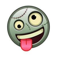 A grinning face with one large and one small eye Large size of zombie halloween emoji vector
