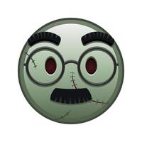 Face with glasses and mustache Large size of zombie halloween emoji vector
