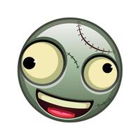 A grinning face with one large and one small eye Large size of zombie halloween emoji vector