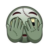 Frightened face covering with hands Large size of zombie halloween emoji vector
