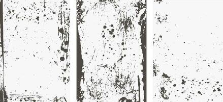 Set of abstract grunge textures featuring splatters and rough patterns, perfect for adding a distressed, vintage feel to designs. illustration vector