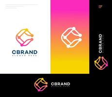 Modern and Minimal layered letter C logo, simple initial C monogram logo template vector