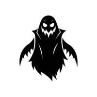 A black and white ghost with a face on it vector