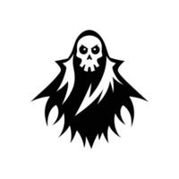 A black and white ghost with a skull on its head vector