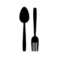Spoon and Fork Icon Isolated on White Background vector