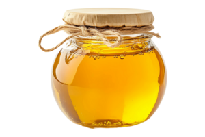 Ghee or honey in a jar isolated on transparent background. png