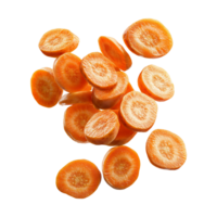 Floating carrot slices isolated on transparent background. png