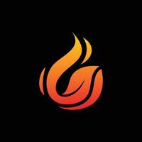 Leaf and fire logo combination with simple design template,illustration vector