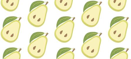 Seamless pattern fruits pear on a white background. vector