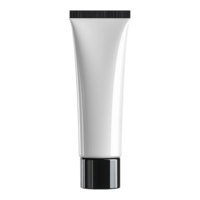 Empty plastic tube with cap mockup for cosmetics isolated on transparent background. png