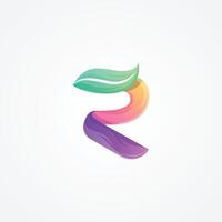 letter r and leaf logo, R letter one line colorful logo design template elements an icon for your application or company vector