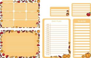 A set of glider pages in autumn style vector