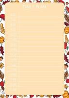 The daily schedule form in autumn vector