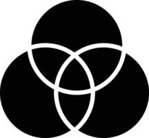 Venn diagram three overlapping circles chart icon. Logic diagram with three overlapping circles sign. Three circle venn diagram symbol. Venn Diagram logo. flat style. vector