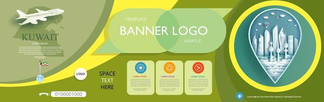 Travel poster template design with promotion text for presentation of Kuwait. vector