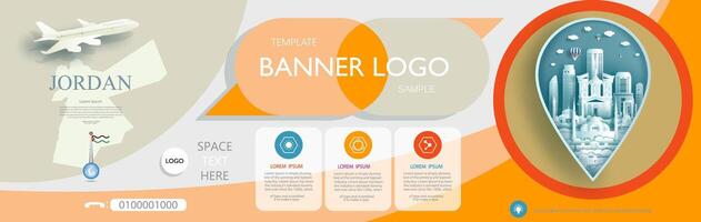 Travel poster template design with promotion text for presentation of Jordan. vector