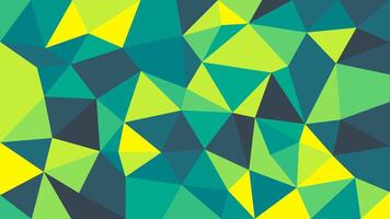 A Abstract Geometric Background Featuring a Mosaic of Green, Yellow, and Blue Triangles vector