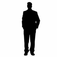 Silhouette of a man in a suit standing in front of a white background vector