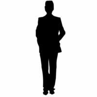 Silhouette of man in suit standing on white background vector