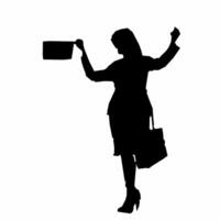 Silhouette of a woman holding a briefcase vector