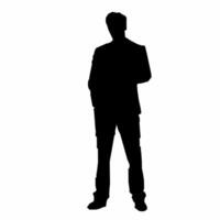 Silhouette of a man in a suit standing with his hands in his pockets vector