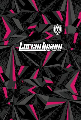 A black and pink background with geometric shapes