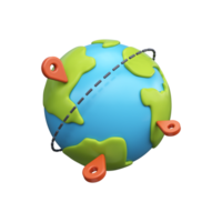 Globe with location point, 3D render png