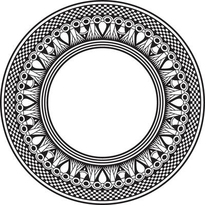 monochrome black round Egyptian ornament. Endless Circle, Ring of Ancient Egypt. Geometric African frame.