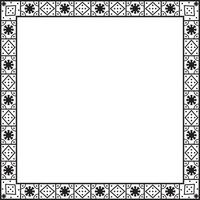 square black monochrome border, frame, Pompeii. Rectangle Neopolitan ornament. Art of Ancient Rome. Template for stained glass vector