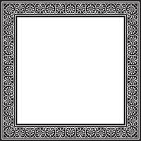 square black monochrome border, frame, Pompeii. Rectangle Neopolitan ornament. Art of Ancient Rome. Template for stained glass vector