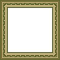 gold with green square Egyptian ornament. Rectangle, frame, ancient Egypt.Pattern of lotus flowers and sun vector