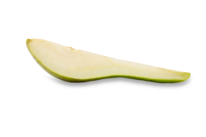 Fresh green pear slice isolated on transparent background showcasing its texture and color png