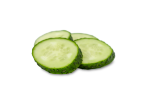 Four cucumber slices arranged on transparent background png