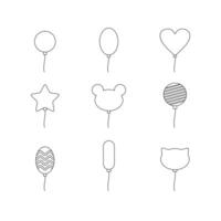 Balloon doodle line sign icon collection. outline style. isolated illustration vector
