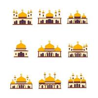 Islamic mosque icon flat style. collection of isolated cartoon illustrations vector