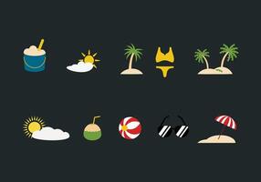 Beach element icon symbol Flat style. collection of isolated cartoon illustrations vector