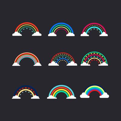 Rainbow icon symbol Flat style. collection of isolated cartoon illustrations