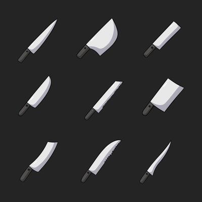 Knife icon symbol hand drawn style. collection of isolated cartoon illustrations