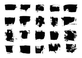 Abstract black grunge paint texture element set. Artistic hand drawn painting graphic element. Square shapes smudge and smear. For artistic illustration. vector