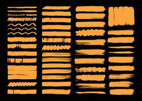 Paint brush strokes element bundle. Grunge hand drawn painting graphic element. Abstract rough textured brushes. vector